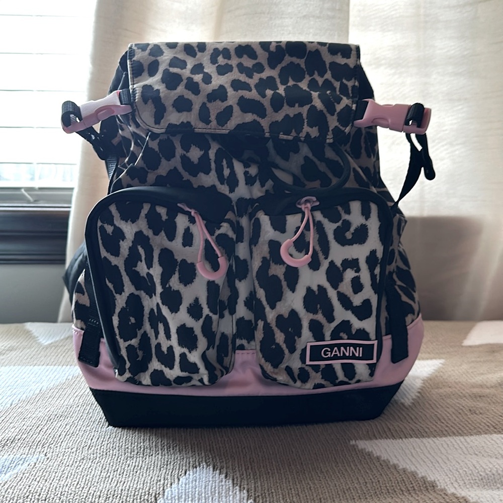 Ganni Leopard Mini Backpack